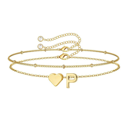 Heart Initial Bracelet
