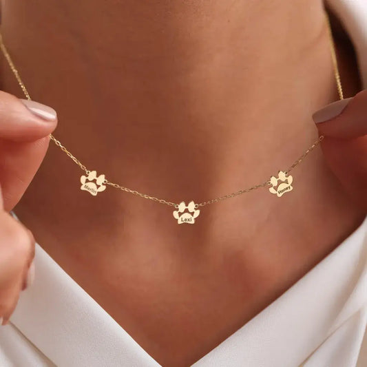 Custom Paw Name Necklace – Separate Paws